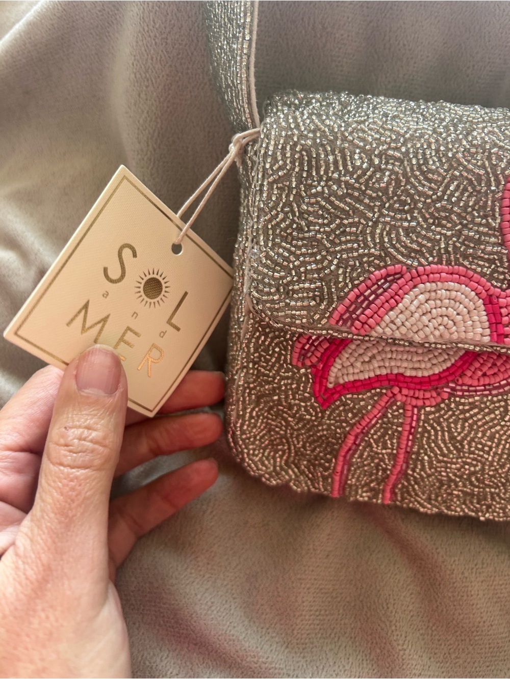 NWT SOL and MER flamingo 🦩 beaded handbag! - Picture 2 of 16